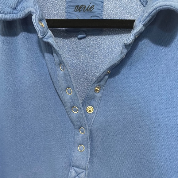 Aerie Cropped Blue Collared Sweatshirt - Picture 4 of 6